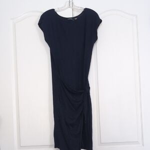 Ralph Lauren Blue Linen Midi Stretchy Dress Crew Neck